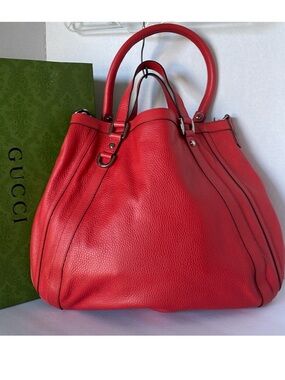 🇮🇹Authentic Gucci Vintage Abbey Tote Calfskin Leather Handbag/Shoulder Bag.